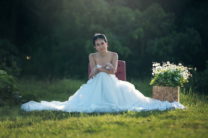 Bride in a stylish wedding dress